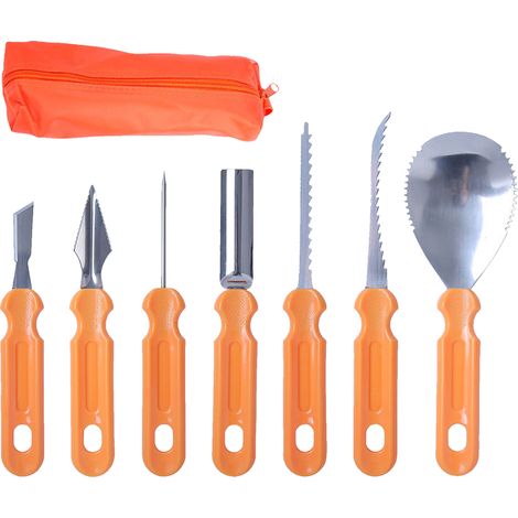 Kit de 7 piezas para tallar calabazas de Halloween: herramientas y suministros profesionales de acero inoxidable para tallar y esculpir calabazas. (1/5)