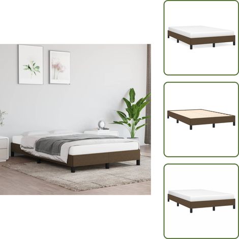 Bettgestell ohne Matratze Dunkelbraun 120x190 cm Stoff - Bettrahmen - Doppelbett - Lattenrost - Massivholzbette - Holzbetten (1/5)