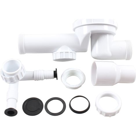 Siphon de Vidange pour Lavabo Évier en PVC Rigide Anti-Odeur - Raccord 1 1/4" et 1 1/2" - Sortie pour 20-25mm