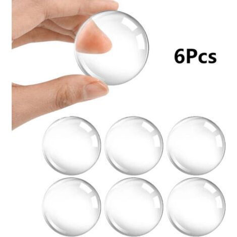 Wall-mounted door stops - Set of 6 transparent, self-adhesive rubber protectors that absorb shocks and reduce noise, to protect walls and door handles. (1/5)
