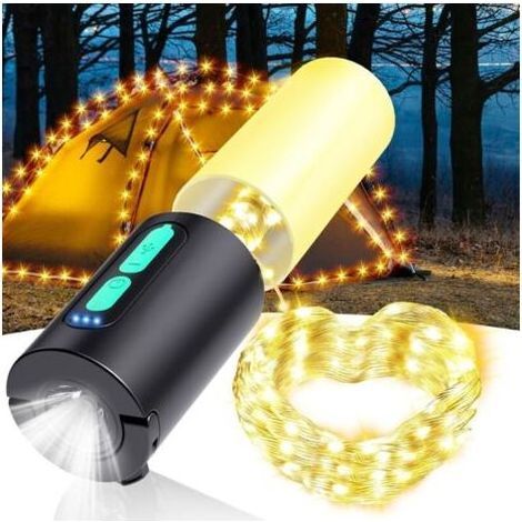 Guirlande lumineuse de camping,10M Lanterne de camping avec guirlande lumineuse,lampes de poche rechargeables 4000 mAh,lampe de poche lanterne portable pour urgence,Camping Car Accessoires (1/4)