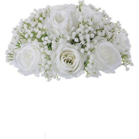 Künstliche Blumenkugel für Tischdekoration bei Hochzeiten, purpurrote Rosen und Schleierkraut, DIY-Partydekoration, Seidenblumenarrangement für Zuhause