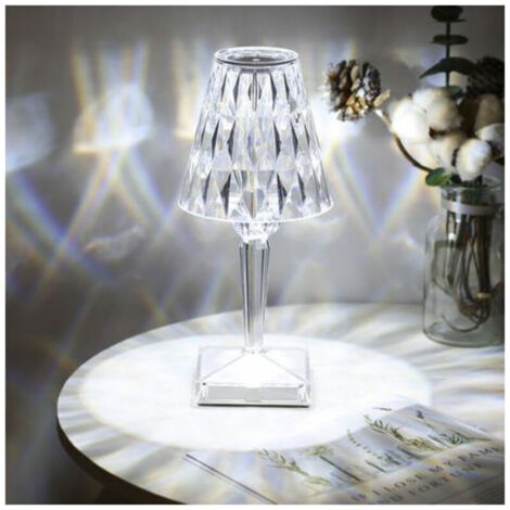 Lampe De Table En Cristal De Diamant, Lampe De Chevet Veilleuse Atmosphere Chambre, Temperature/Luminosite Reglable, Pas De Batterie, Chargement Usb - Pas de batterie, type usb (1/3)