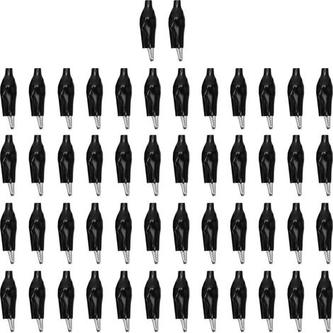 Lot de 50 pinces crocodile simple mâchoire, manchon PVC, clips de test électrique pour bricolage auto et soudure, noir. (1/5)