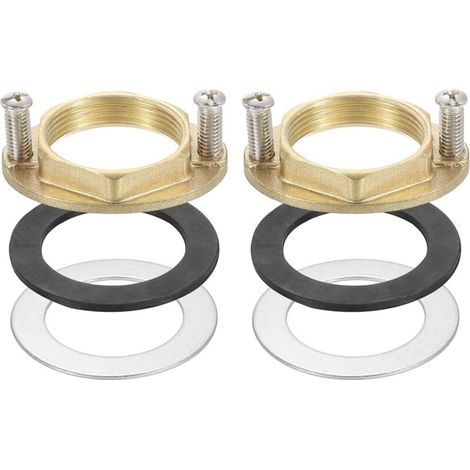 2 Ensembles d'Écrous de Blocage Hexagonaux à Filetage Femelle 1-1/4 Pouce (31 mm) en Laiton avec Joint, Ensemble d'Outils de Fixation de Robinet pour Évier de Cuisine (Ovale) (1/5)
