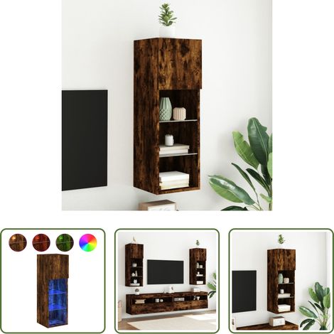 LED-Leuchten - TV-Schrank mit LED-Leuchten Räuchereiche 30,5x30x90 cm (1/5)