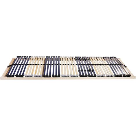 Lit double  Lit adulte  Sommier à lattes Marron 140 x 190 cm Bois de hêtre massif