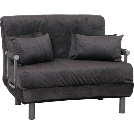 [NON UTILIZZATO] Poltrona letto HHG-690, pieghevole Divano letto, superficie riposo 190x100cm, tessuto ciniglia (370g/m²), grigio scuro