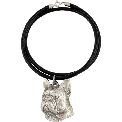 Bulldog francese II - collana con ciondolo placcato in argento per gli amanti dei cani, gioiello unico di Art-Dog (1/5)