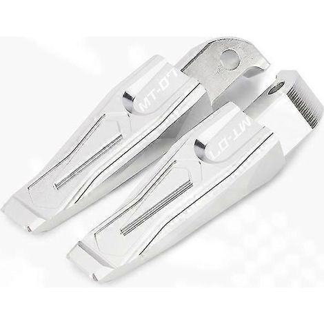 2 Stück neue Soziusfußrasten für Motorräder der Baujahre 2013–2022, Aluminium, passend für Yamaha MT07 und MT09 (2013–2022), silber (1/5)
