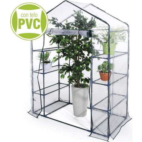 SERRA A CASETTA 8 RIPIANI CON TELO IN PVC 140X72,5X195 CM (1/5)