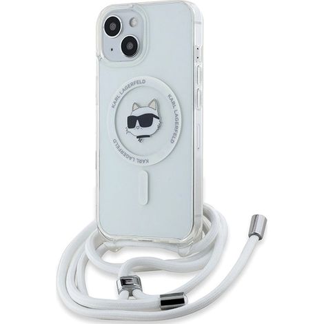 Karl Lagerfeld KLHMP15SHCCHNT iPhone 15 / 14 / 13 6.1 carcasa rígida transparente IML Choupette Head & Cord MagSafe (1/5)
