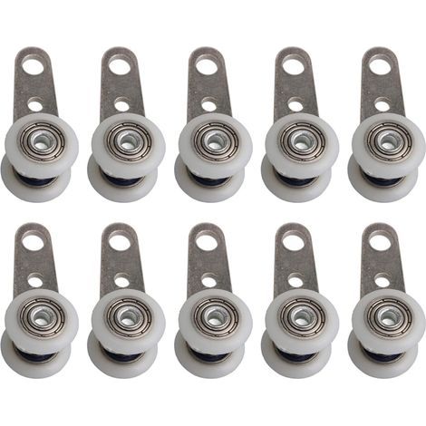Set of 10 rollers for patio doors or sliding doors - made of metal and plastic - 4.5 x 1.9 cm (1/5)