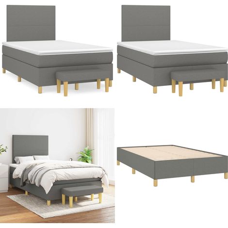 Boxspringbett mit Matratze Dunkelgrau 120x190 cm Stoff - Boxspringbett - Doppelbett - Bettenrahmen - Schlafsystem - Liegekomfort - Home & Living (1/5)