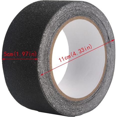 Ruban adhésif antidérapant en PVC 5 m x 5 cm pour la décoration et la sécurité des escaliers et des sols (noir) (1/5)
