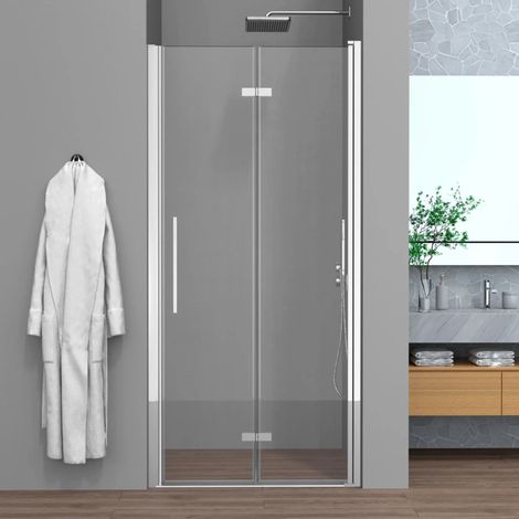 Porta doccia a soffietto per nicchia 100cm in vetro temperato trasparente con profili cromo Neos (1/5)