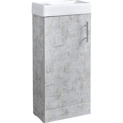 Milano Lurus - Modern 400mm Bathroom Cloakroom Vanity Unit with Basin - Concrete Grey (Floorstanding) (1/4)