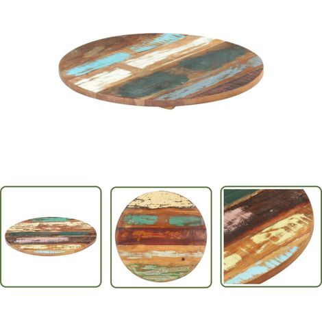 Plateau de table - Parfait pour Table à Manger, Cuisine ou Bureau rond 40 cm 25-27 mm Bois de récupération solide Chic-101364 (1/5)