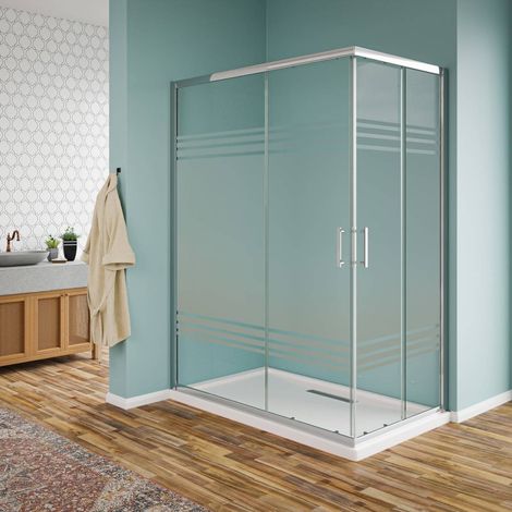 Box doccia angolare scorrevole cristallo serigrafato 6 mm H190 – Finitura cromo - 70x100 (1/5)