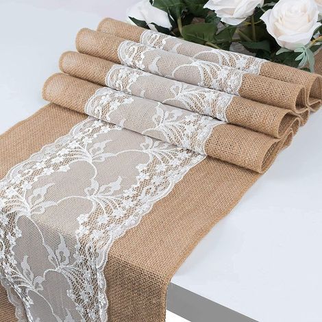 pack of jute table runners, roll of table ribbon, wedding ceremony (1/5)