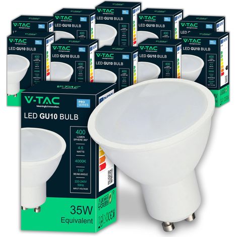 10x Ampoules LED GU10-4,5W (Équivalent 35W) - 400 Lumen - Spot LED GU10 pour une Efficacité Maximale et une économie d'énergie - Blanc Neutre 4000K (1/5)