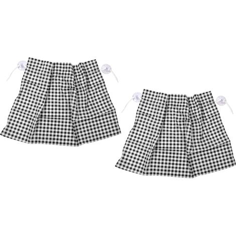Lot de 2 rideaux pare-soleil latéraux anti-UV pour voiture, motif quadrillé, avec ventouses - Noir quadrillé (1/5)