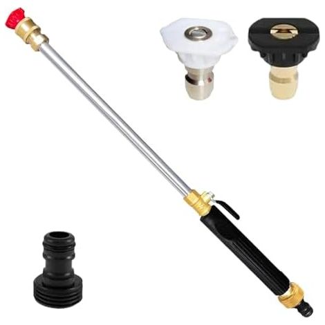 Nettoyeur Haute Pression pour Tuyau d'Arrosage Outil de Pulvérisation Réglable,Rinceur tuyau d'arrosage avec raccord rapide et 3 buses Pour Lavage Auto, Terrasse, Nettoyage Extérieur, Noir - (1/5)