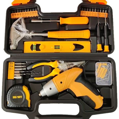 Set di attrezzi da 112 pezzi, set di mini cacciaviti a batteria ricaricabili USB, set di trapano potente, adatto per uso domestico.