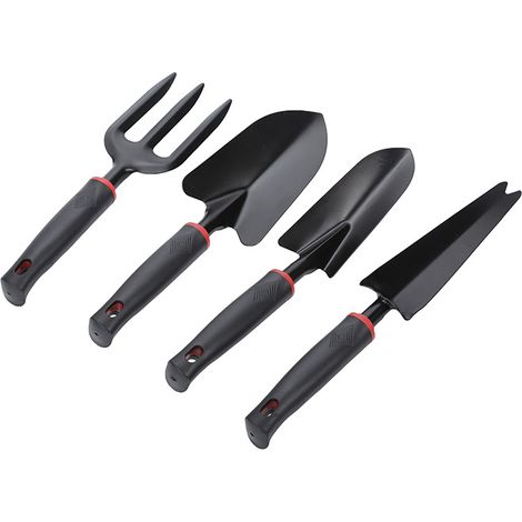 Ensemble d'outils de jardinage : truelle large + truelle étroite + cultivateur à 3 dents + truelle à transplanter