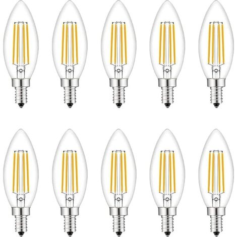 Filiyano-Ampoules LED à vis miniatures, lot de 10, culot E14, 40 W, blanc chaud 2700 K (1/5)