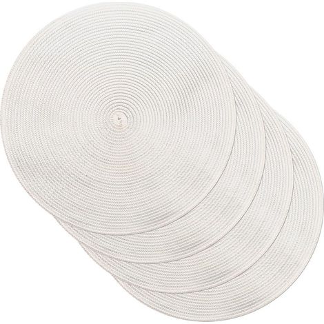 Lot de 4 Sets de Table, crème, Ronds, pour Salle à Manger, Dessous de Plat, tissés, qualité Alimentaire, 38 cm (1/5)