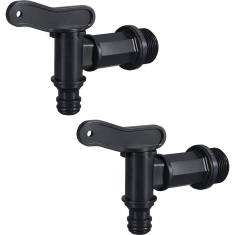 Robinet Cuve 1000l Plastique 3/4'' pour Recuperateur Eau de Pluie, Adaptateur de Boîte de Rangement d'eau IBC avec Joint Contre-Ecrou et Raccord de Robinet (2 Pcs) (1/4)