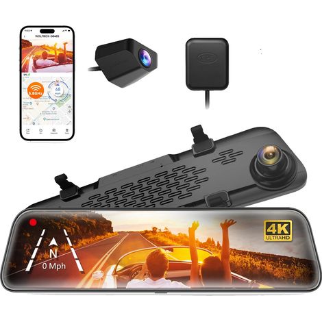 Dashcam, registrazione 4K, doppia telecamera, nessun kit di cablaggio richiesto, scheda TF da 32 GB inclusa. (1/2)