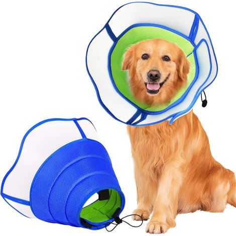 Collerettes pour Chiens - Collerette Chien Ajustable Anti-Léchage et Grattage, Cône de Récupération Souple et Respirante pour Chiens et Chats, Protection Post-Chirurgicale pour Animaux (Blue, XL)