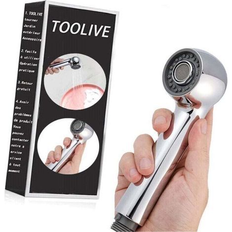 Douchette Robinet Cuisine 2 Jets Tête de Douche Remplacement Douchette pour Mitigeur Cuisine, Chromé- (1/4)