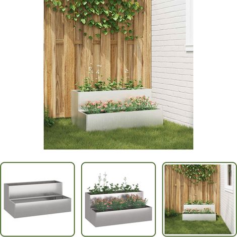 Terrasse -  Cache-pot de jardin Argent 100 x 60 x 45 cm Acier inoxydable (1/5)
