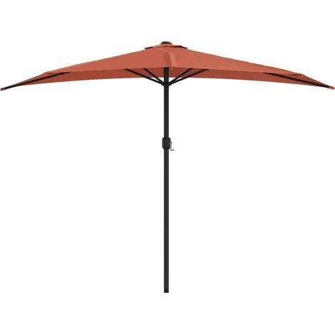 Balkon-Sonnenschirm Alu-Mast Terrakotta 300x155x223cm Halbrund vidaXL