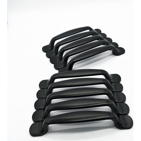 Lot de 10 poignées de porte Qrity noires de 96 mm, poignées de meubles, poignées de barres, poignées de cuisine, poignées de tiroirs, poignées d'articles, accessoires de cuisine, poignées avec vis
