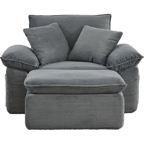 Canapé convertible 1 place avec repose-pieds, poches de rangement et assise moelleuse, tissu gris clair, sans montage, pour salon ou bureau - CHICFURN (1/5)