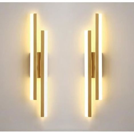 2er-Pack LED-Wandleuchte für den Innenbereich, 16 W, 3 Farbtemperaturen, moderne Wandleuchte für Schlafzimmer, Wohnzimmer, Flur, Treppenhaus, Gold (1/4)