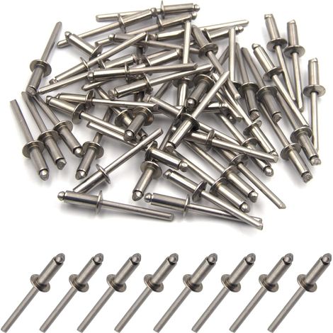 Lot de 50 rivets aveugles en acier inoxydable 304 (4 mm x 12 mm) (1/5)