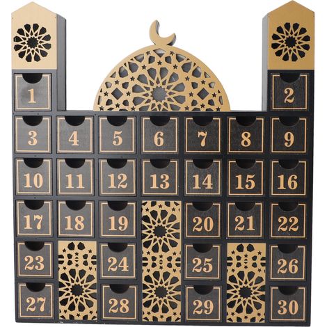 Adventskalender aus Holz mit Ramadan-Countdown und LED-Licht, zur Feier des Ramadan (JM01508) (1/5)