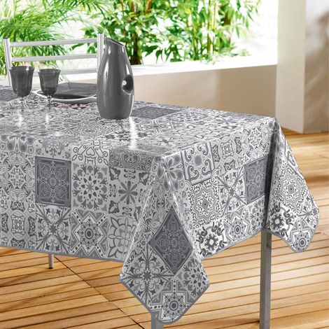 douceur d'Intérieur persiana, tovaglia rettangolare in polivinilcloruro , PVC, grigio, 140 x 240 cm