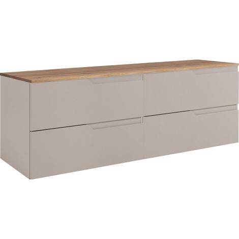 RODAN Badmöbel Set 120 cm Kaschmir Hängend mit Arbeitsplatte Eiche Craft Gold für Doppelwaschbecken Soft-Close MODERN