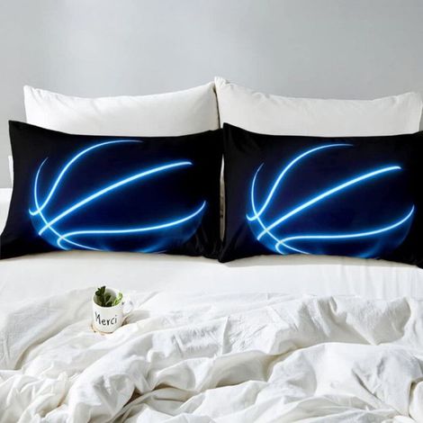 Housse De Couette - Basketball - 200x200 cm - Microfibre - Fermeture Eclair - 3 Pièces (1/3)