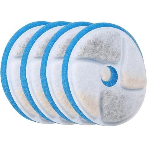 BUNTHAUS PA Filtre pour fontaine à eau pour chat, lot de 4 filtres de rechange et 4 éponges de préfiltre de rechange pour distributeur d'eau automatique pour chien de 2 L/68 oz (1/4)