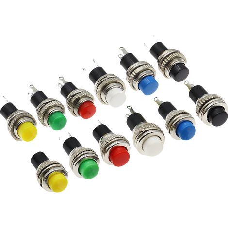 Interrupteur à bouton-poussoir 10 mm DS-316 DS-314 sans verrouillage, à réarmement automatique, avec sonnette et klaxon. Interrupteur à bouton-poussoir DS-314 à réarmement (rouge). (1/3)