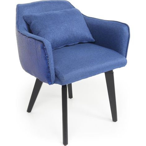 Chaise / Fauteuil Gybson Sequins Tissu Bleu et Sequins réversibles Bleu & Argent