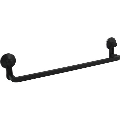Porte Serviettes Mural à ventouses en PVC Noir Mat