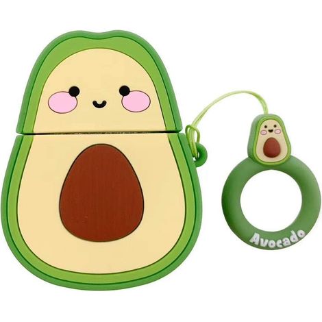 1 étui pour AirPods, silicone 3D motif avocat, compatible AirPods 1 et 2, protection anti-chocs, avec porte-clés amovible (1/5)